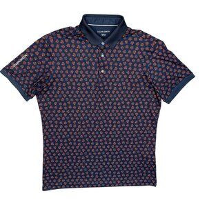 Galvin Green Golf Shirt Short Sleeve Stretch Polo Floral Blue Medium